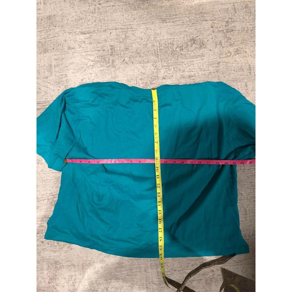 Sandro Women's Teal Green Embellished Peace Sign T-Shirt Size 3/L - Picture 5 of 5